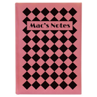 Large pink leatherette journal laser etched with 'Retro Checker' design