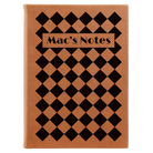 Large rawhide leatherette journal laser etched with 'Retro Checker' design