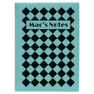 Large teal leatherette journal laser etched with 'Retro Checker' design