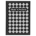 Large black/silver leatherette sketch book laser etched with 'Retro Checker' design