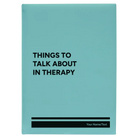 Large teal leatherette sketch book laser etched with 'Things to Talk About in Therapy' design