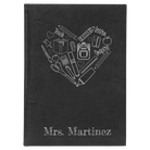 Large black/silver leatherette sketch book laser etched with 'Teach Learn Inspire' design