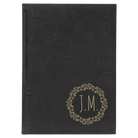 Large black/gold leatherette sketch book laser etched with 'Wreath Initials' design