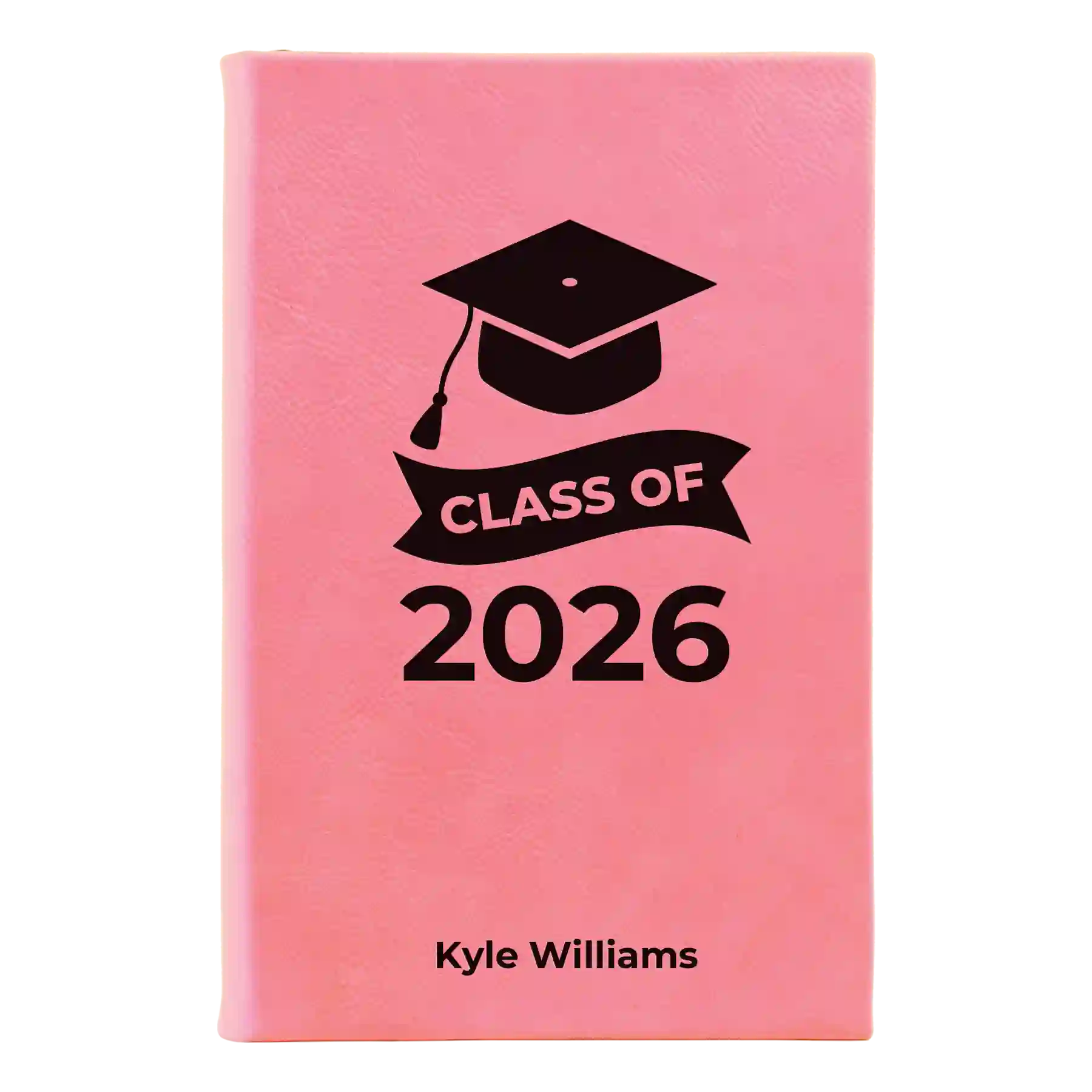Small pink leatherette journal laser etched with 'Class of V2' design
