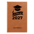 Small rawhide leatherette sketch book laser etched with 'Class of V2' design