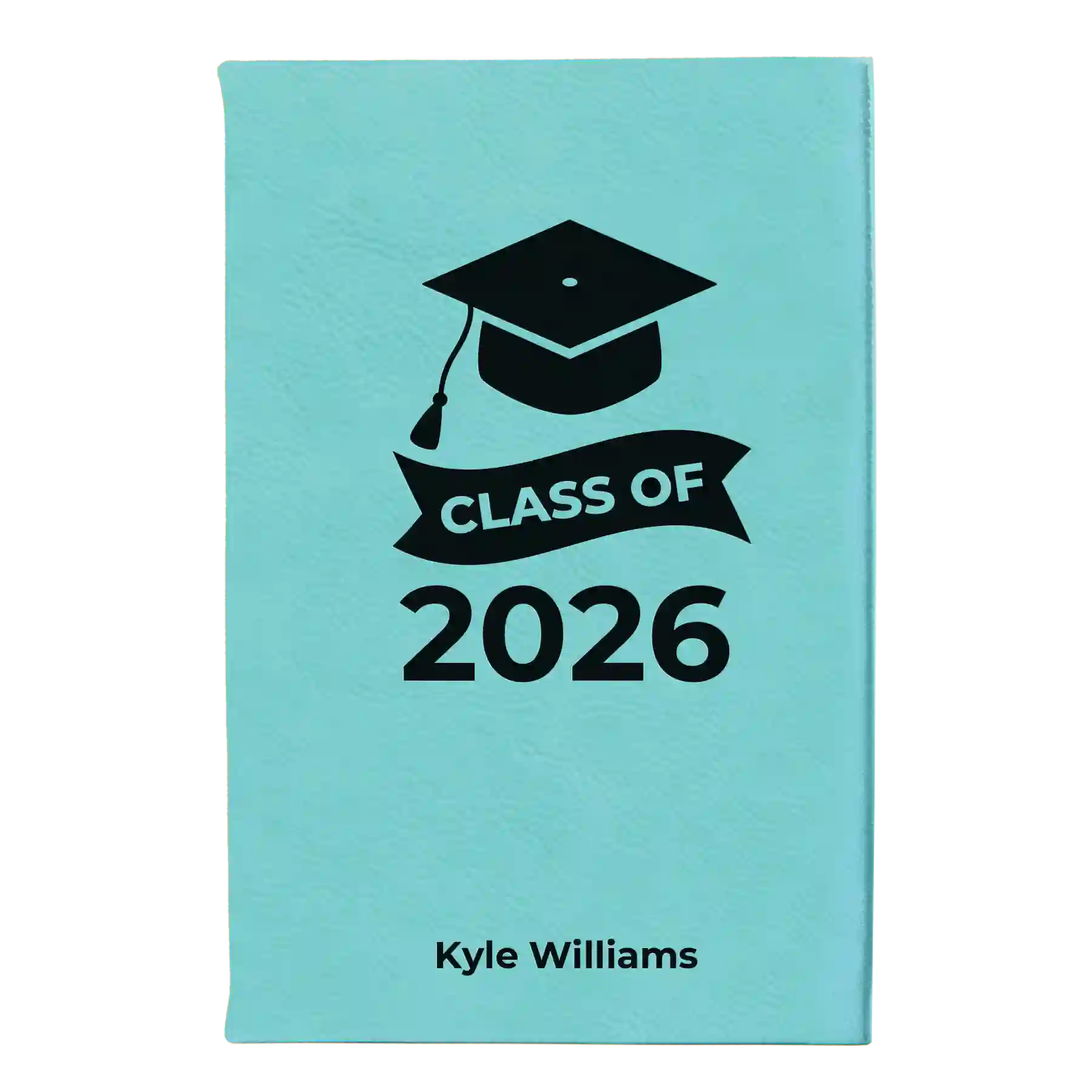 Small teal leatherette journal laser etched with 'Class of V2' design
