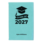 Small teal leatherette sketch book laser etched with 'Class of V2' design