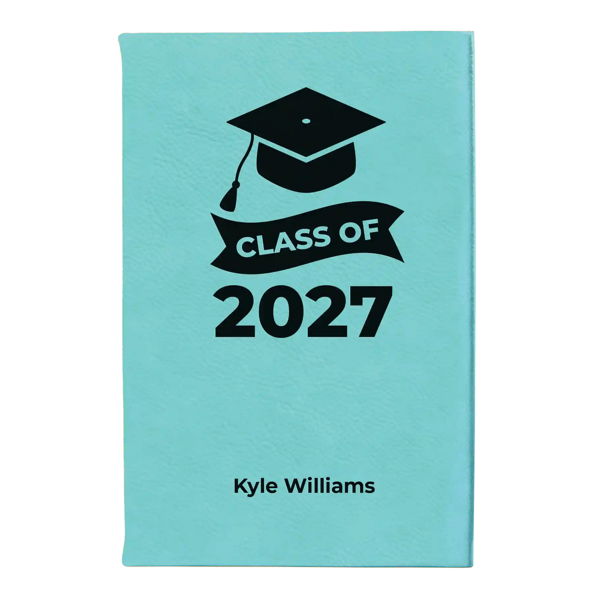 Small teal leatherette sketch book laser etched with 'Class of V2' design