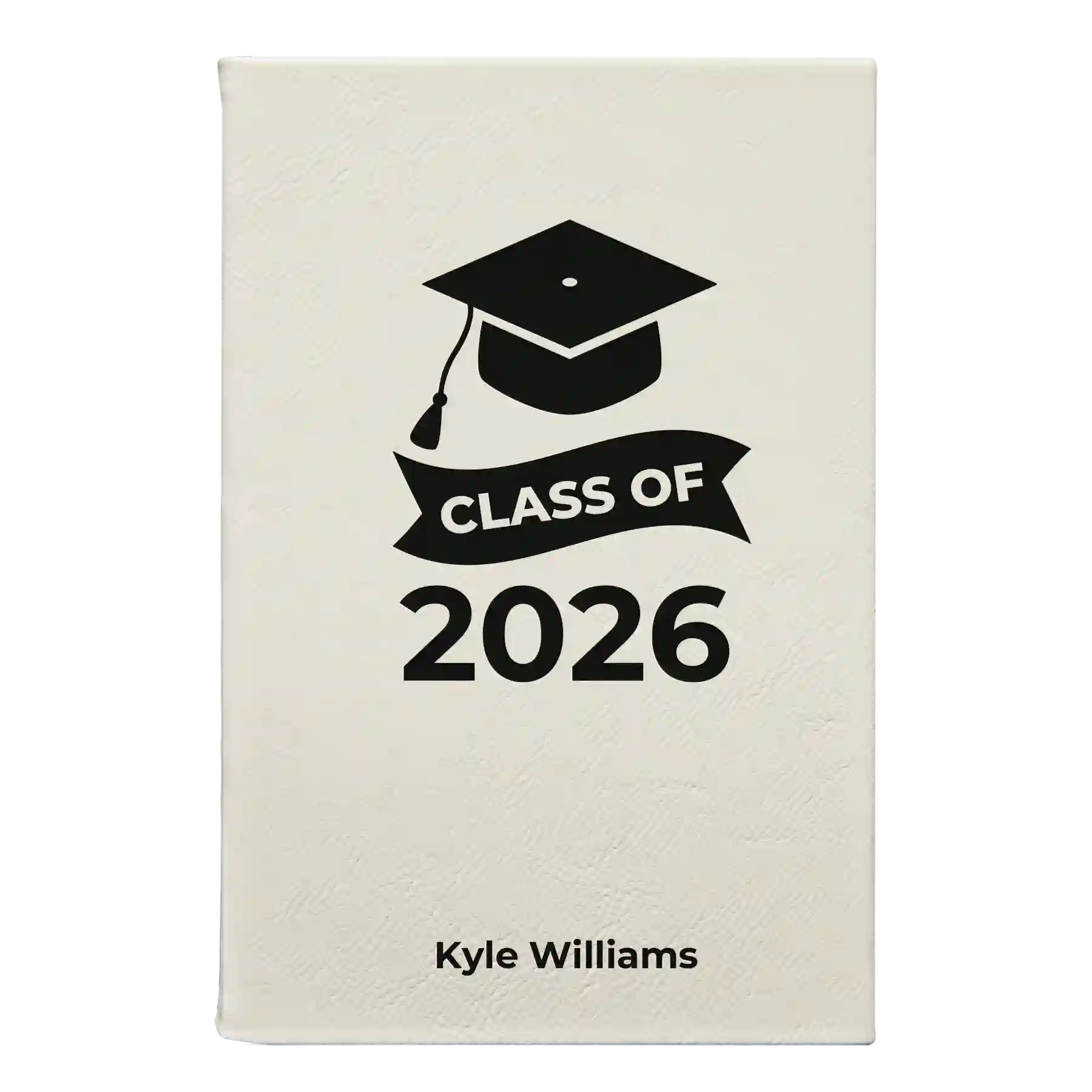 Small white leatherette journal laser etched with 'Class of V2' design