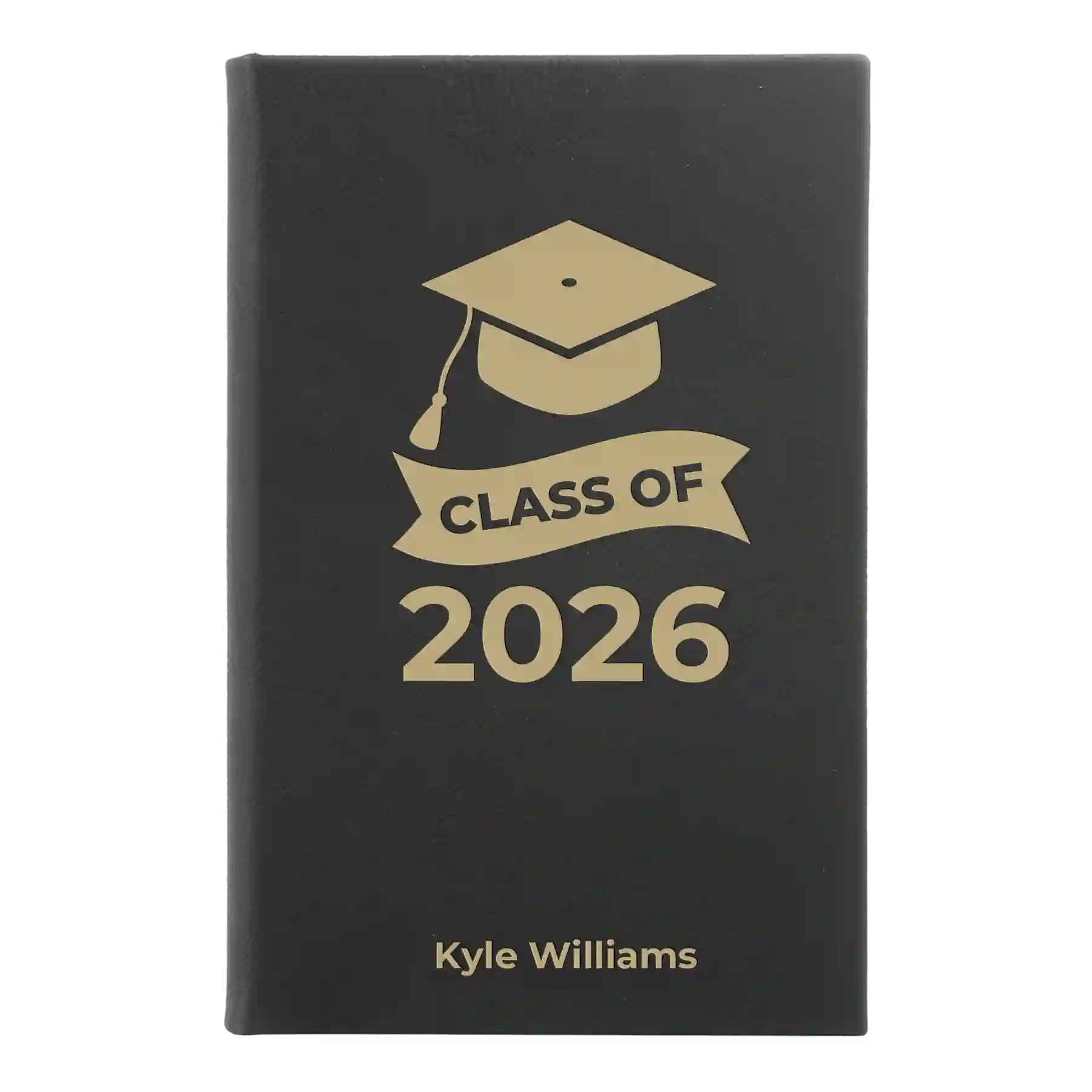 Small black/gold leatherette journal laser etched with 'Class of V2' design