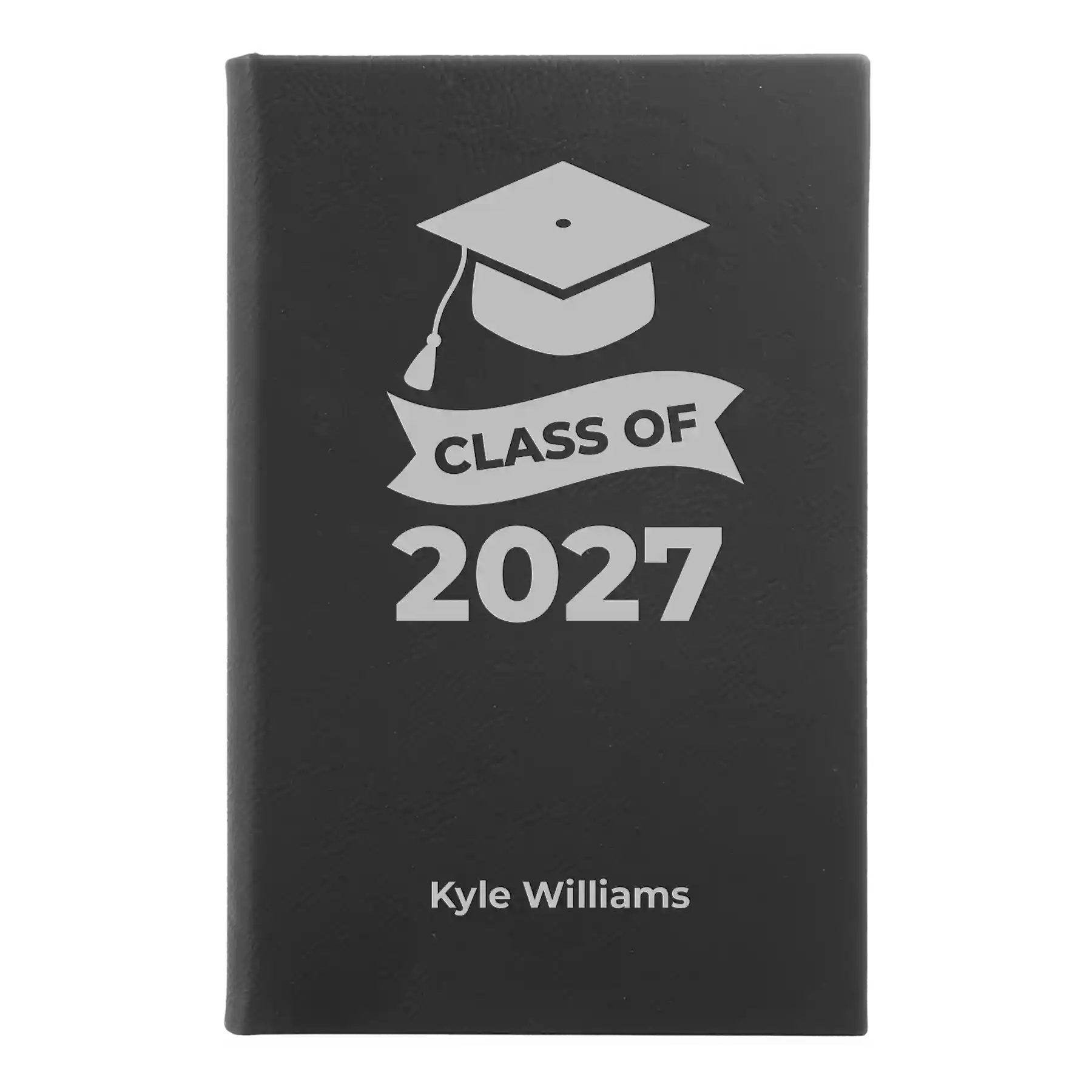 Small black/silver leatherette sketch book laser etched with 'Class of V2' design