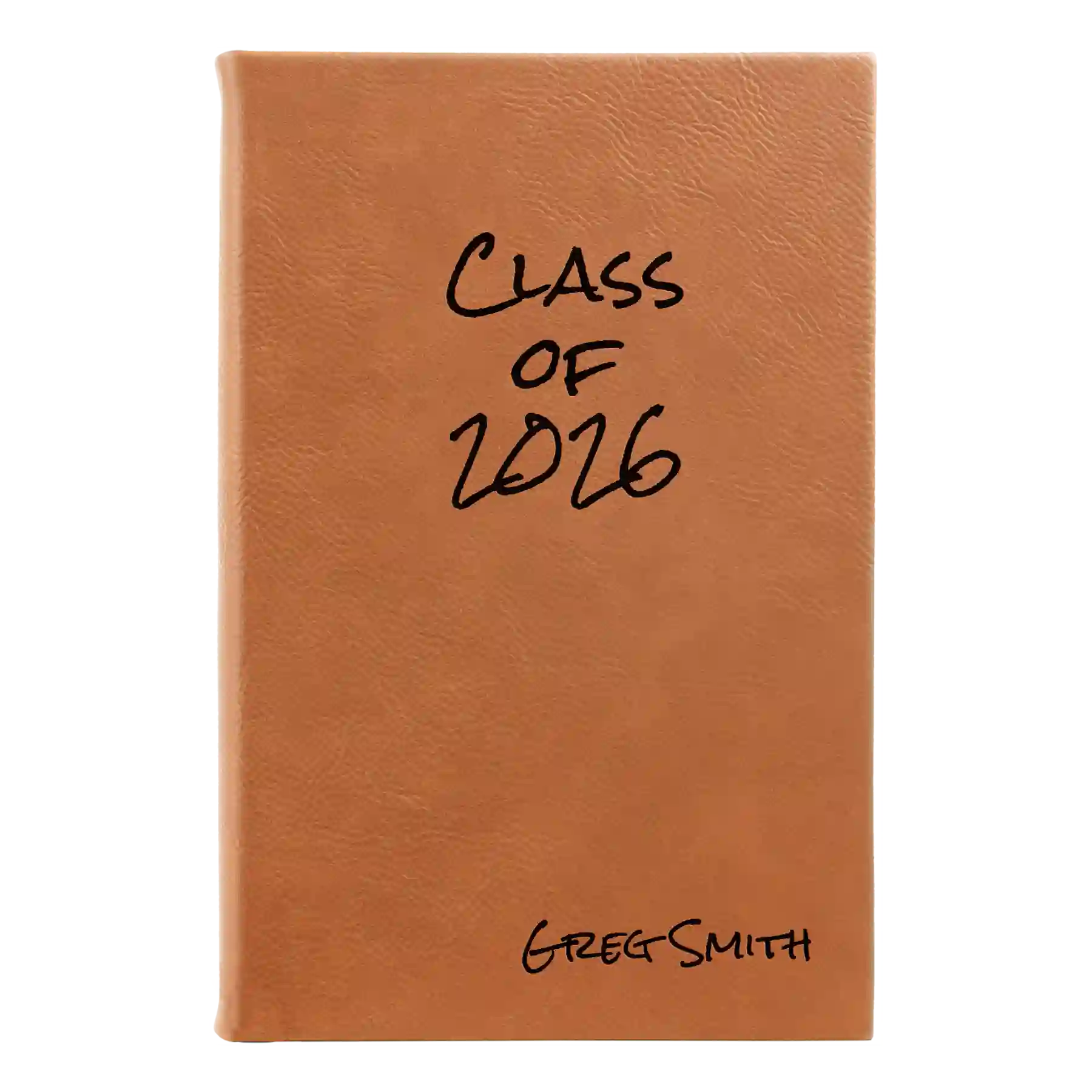 Small rawhide leatherette sketch book laser etched with 'Class of' design