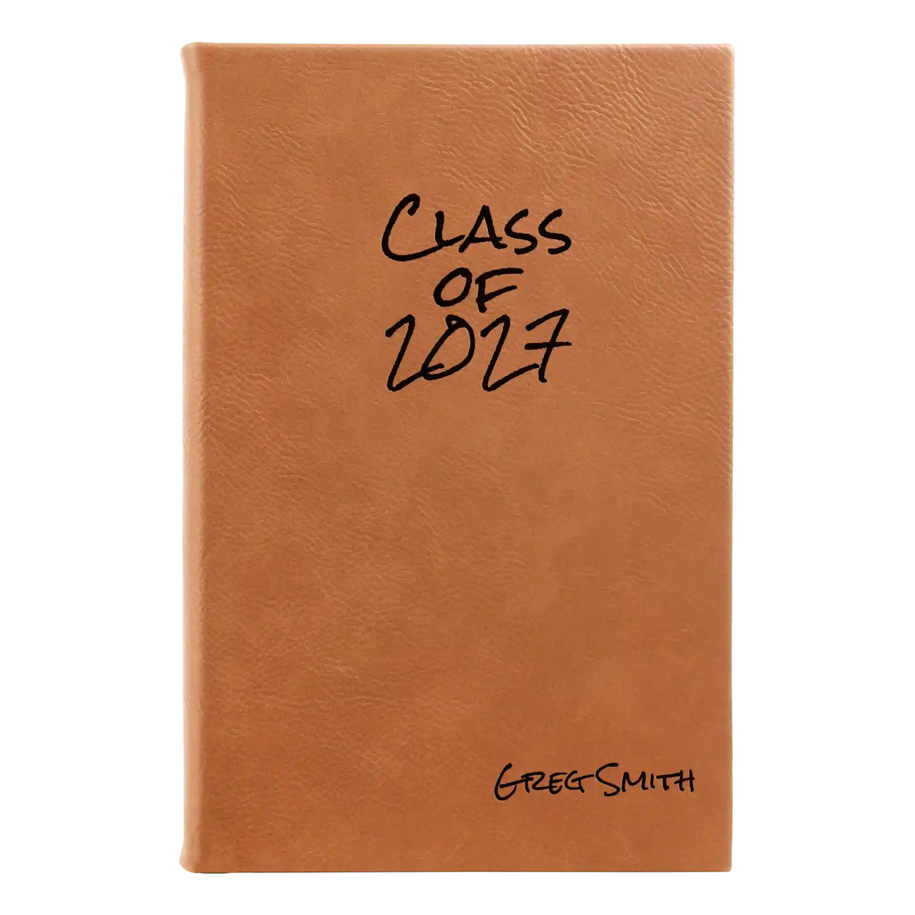 Small rawhide leatherette sketch book laser etched with 'Class of' design