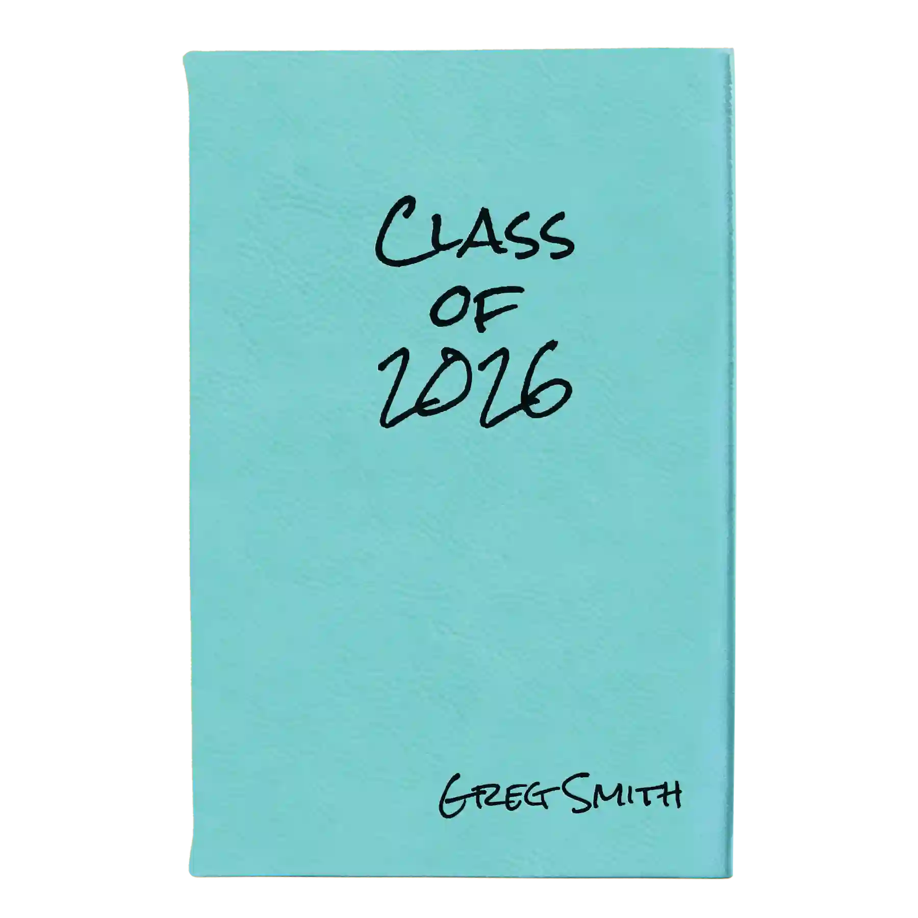 Small teal leatherette sketch book laser etched with 'Class of' design