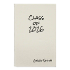 Small white leatherette journal laser etched with 'Class of' design