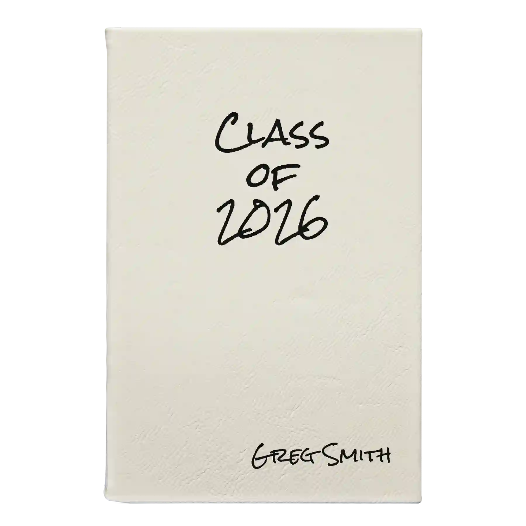 Small white leatherette journal laser etched with 'Class of' design