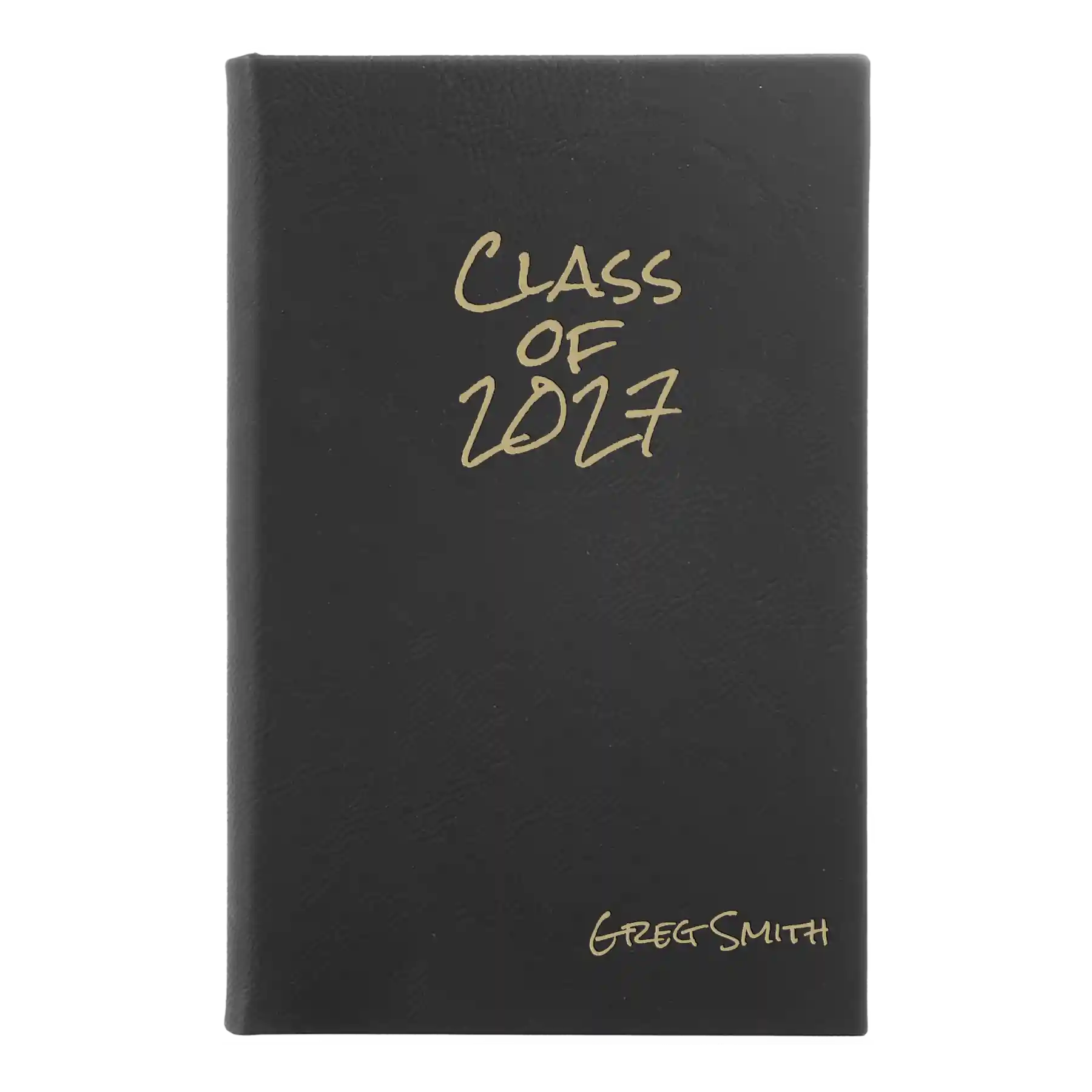Small black/gold leatherette sketch book laser etched with 'Class of' design