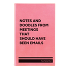 Small pink leatherette sketch book laser etched with 'Notes and Doodles From Meetings' design