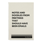 Small white leatherette journal laser etched with 'Notes and Doodles From Meetings' design