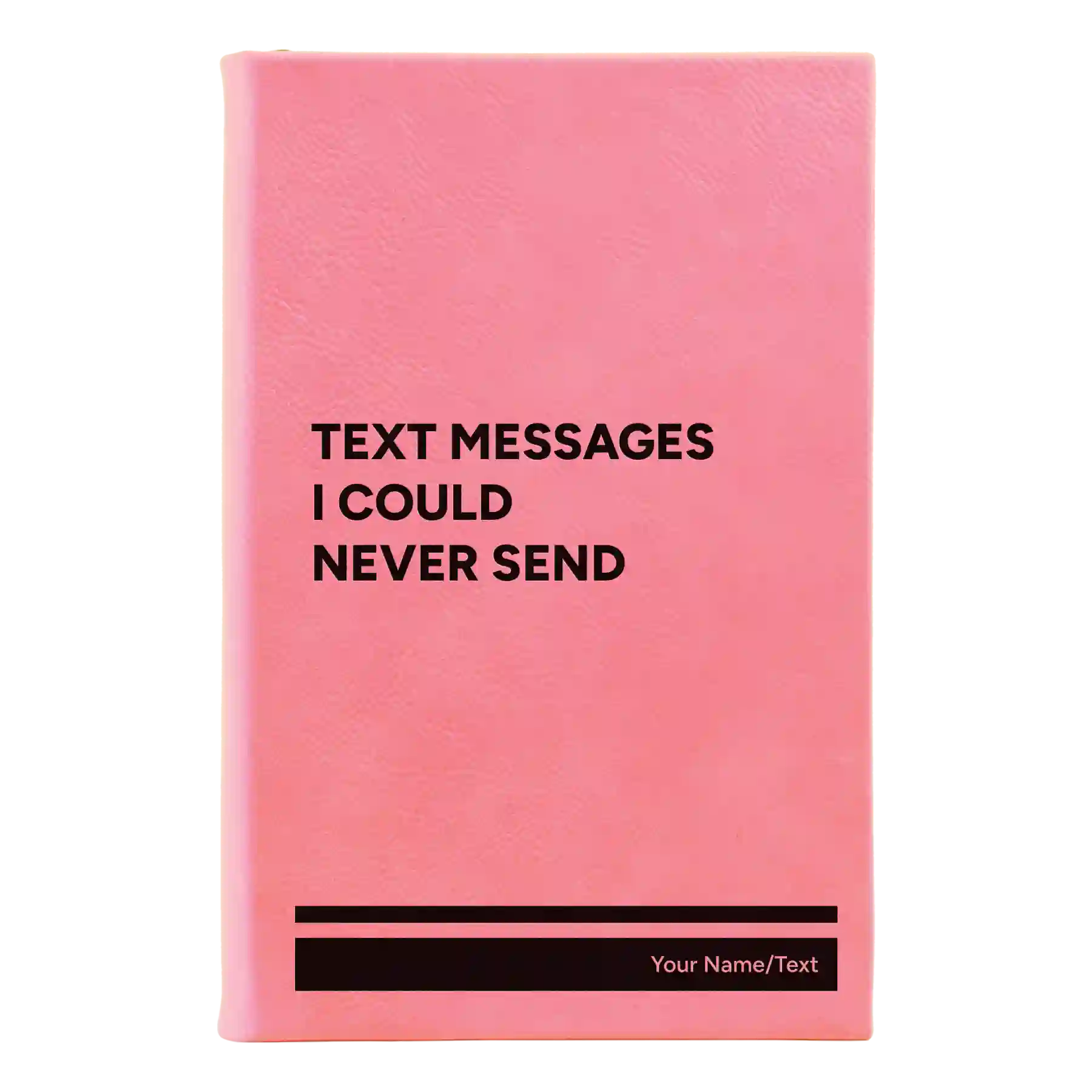 Small pink leatherette journal laser etched with 'Text Messages' design