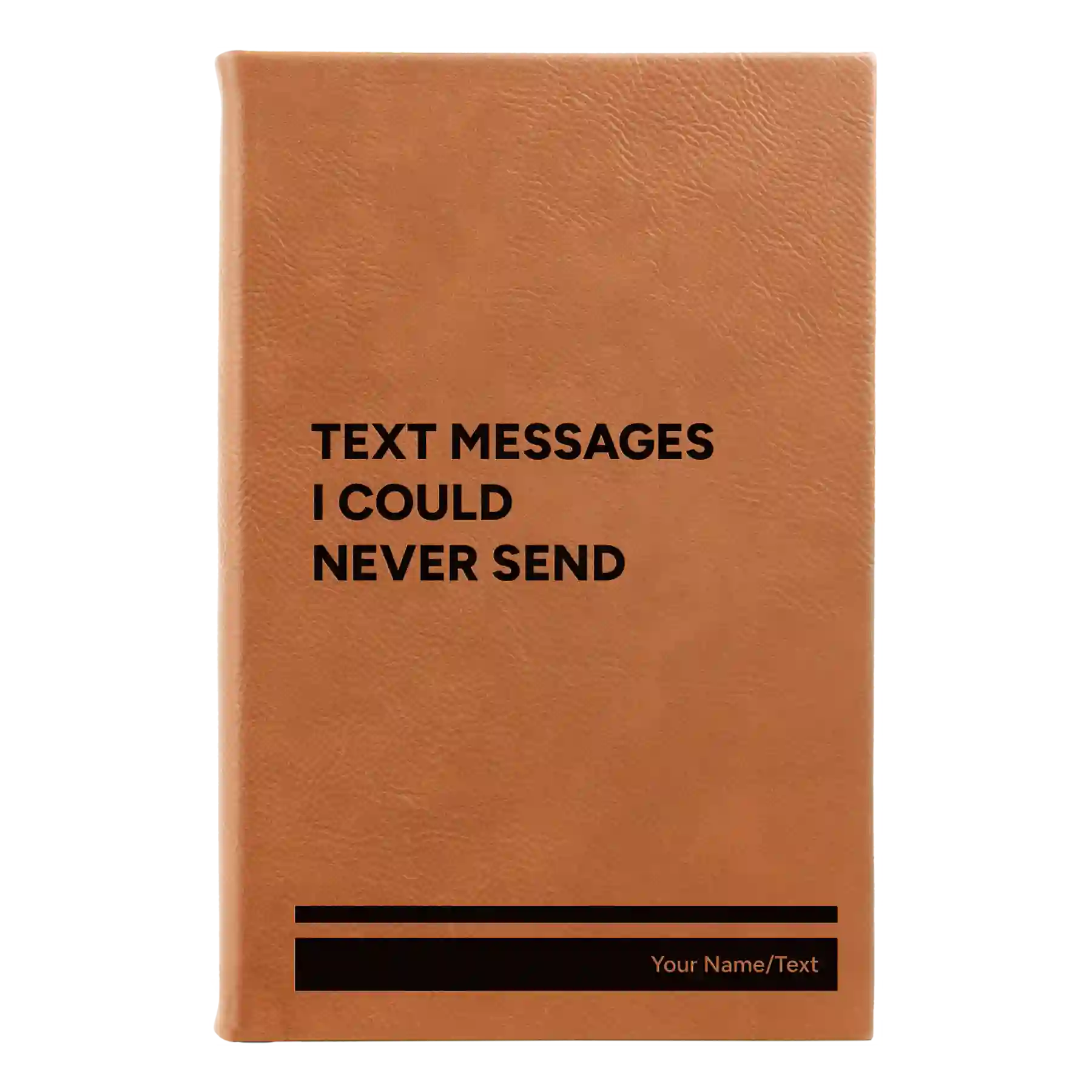 Small rawhide leatherette journal laser etched with 'Text Messages' design