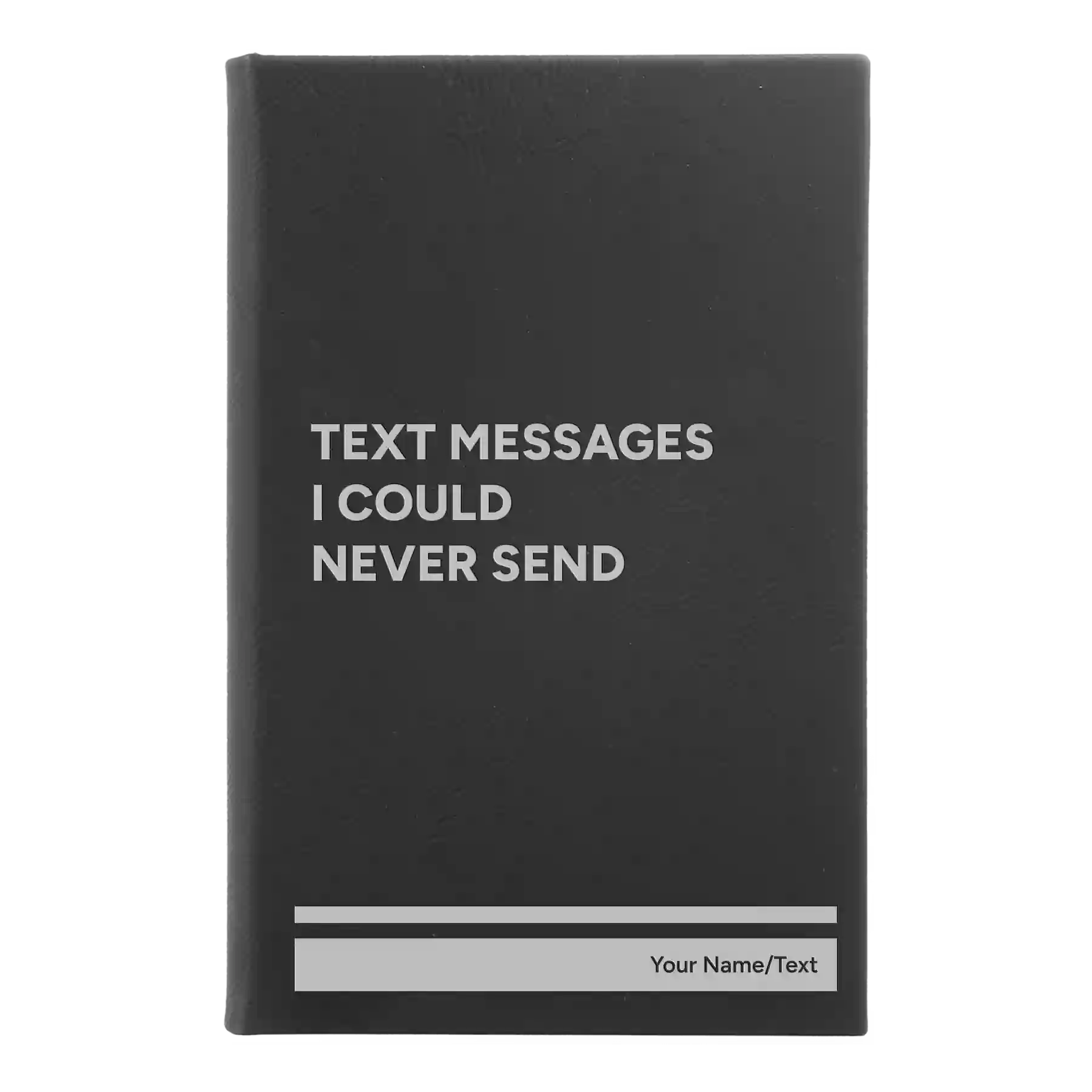 Small black/silver leatherette journal laser etched with 'Text Messages' design