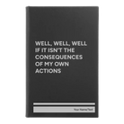 Small black/silver leatherette journal laser etched with 'Consequences' design