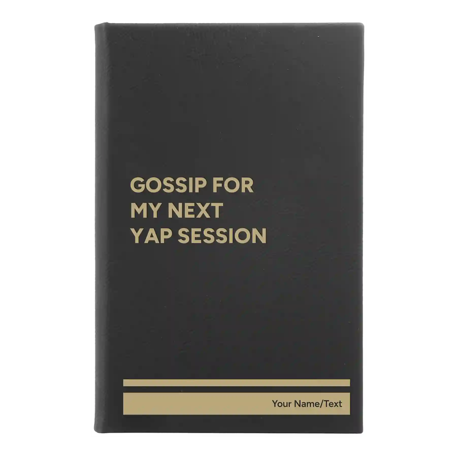 Small black/gold leatherette journal laser etched with 'Yap Session' design