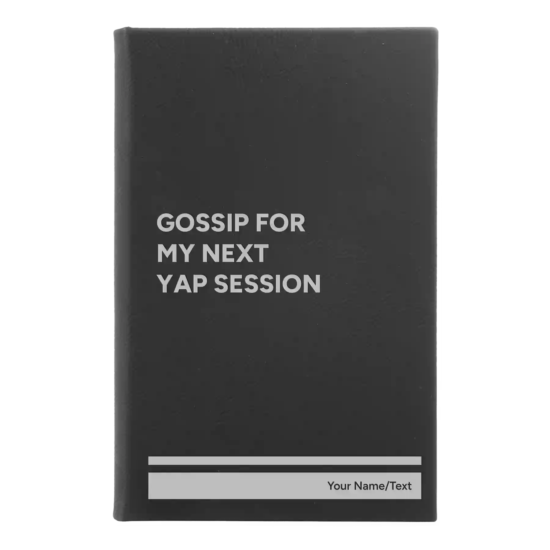 Small black/silver leatherette sketch book laser etched with 'Yap Session' design
