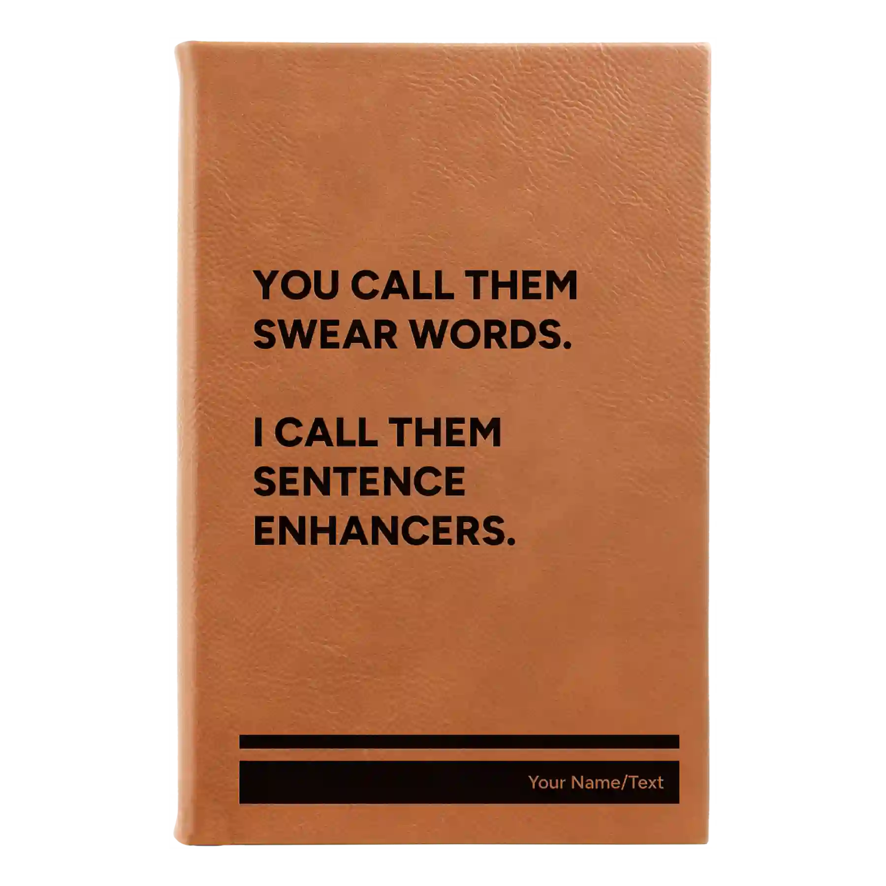 Small rawhide leatherette journal laser etched with 'Swear Words' design