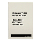 Small white leatherette sketch book laser etched with 'Swear Words' design