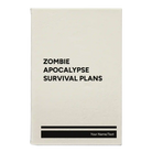 Small white leatherette sketch book laser etched with 'Zombie Apocalypse Survival Plans' design
