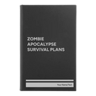 Small black/silver leatherette sketch book laser etched with 'Zombie Apocalypse Survival Plans' design