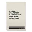 Small white leatherette journal laser etched with 'Things I Will Forget' design