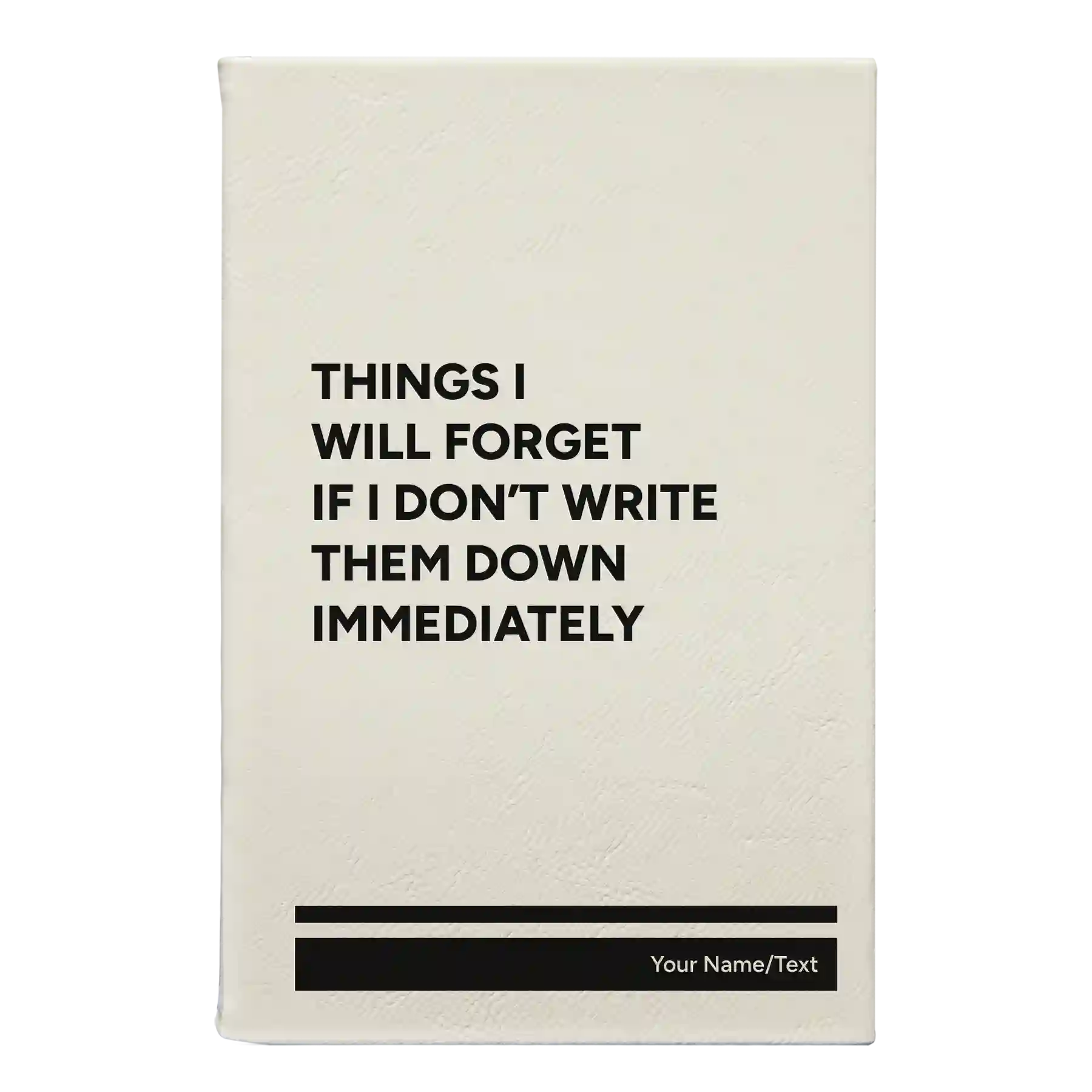 Small white leatherette journal laser etched with 'Things I Will Forget' design