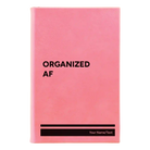 Small pink leatherette journal laser etched with 'Organized AF' design