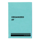 Small teal leatherette journal laser etched with 'Organized AF' design