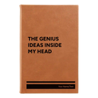 Small rawhide leatherette journal laser etched with 'Genius Ideas' design