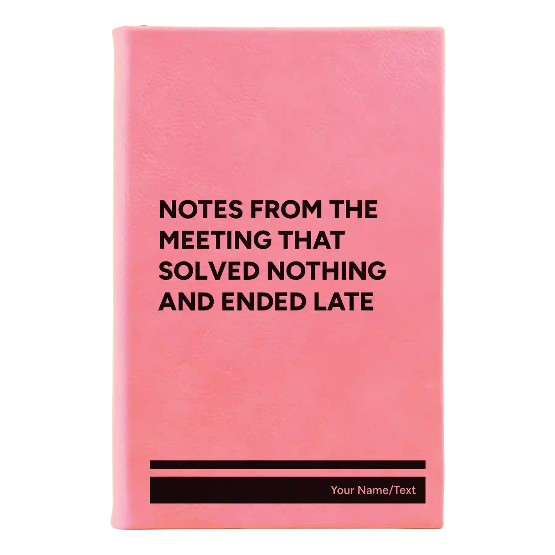 Small pink leatherette journal laser etched with 'Solved Nothing' design