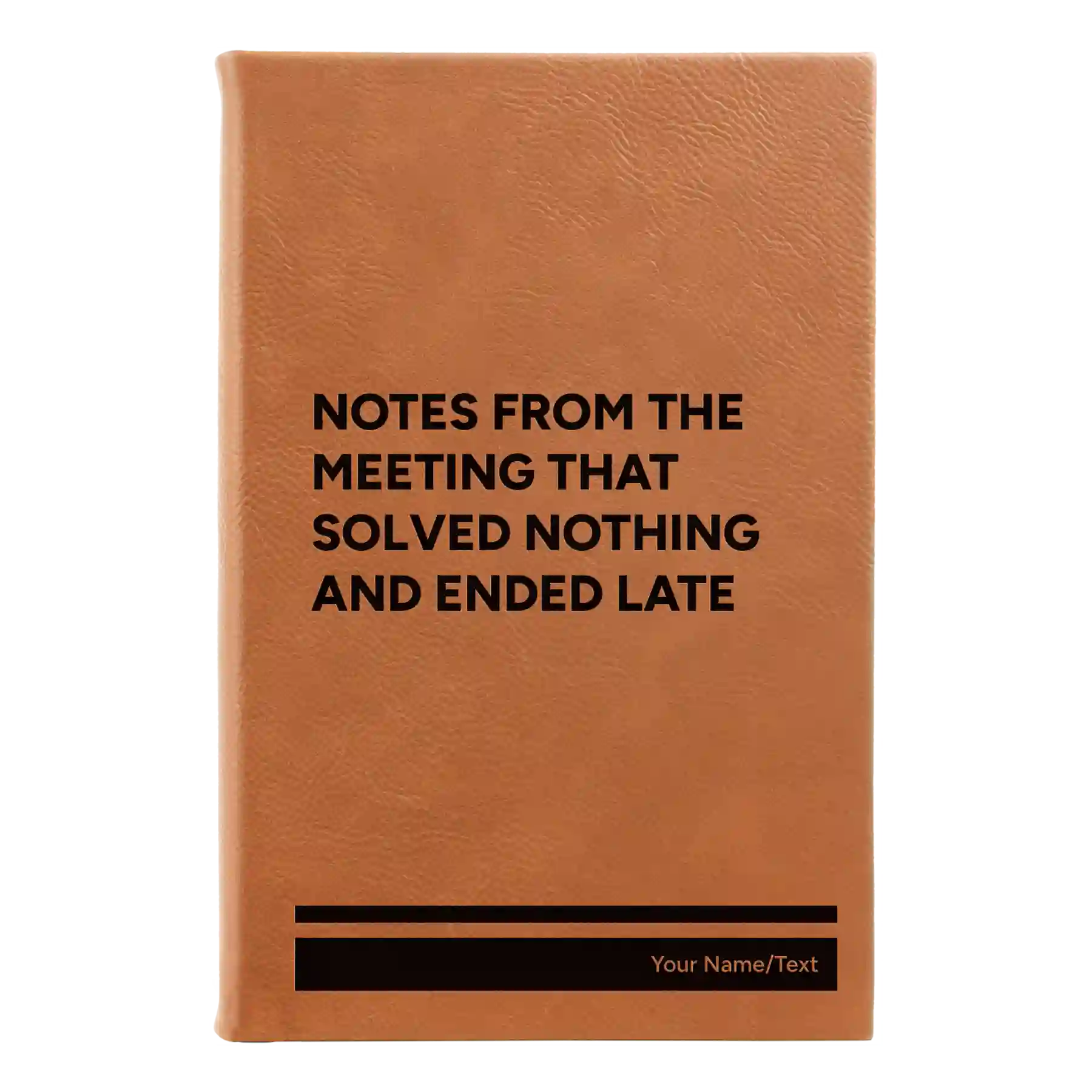 Small rawhide leatherette journal laser etched with 'Solved Nothing' design