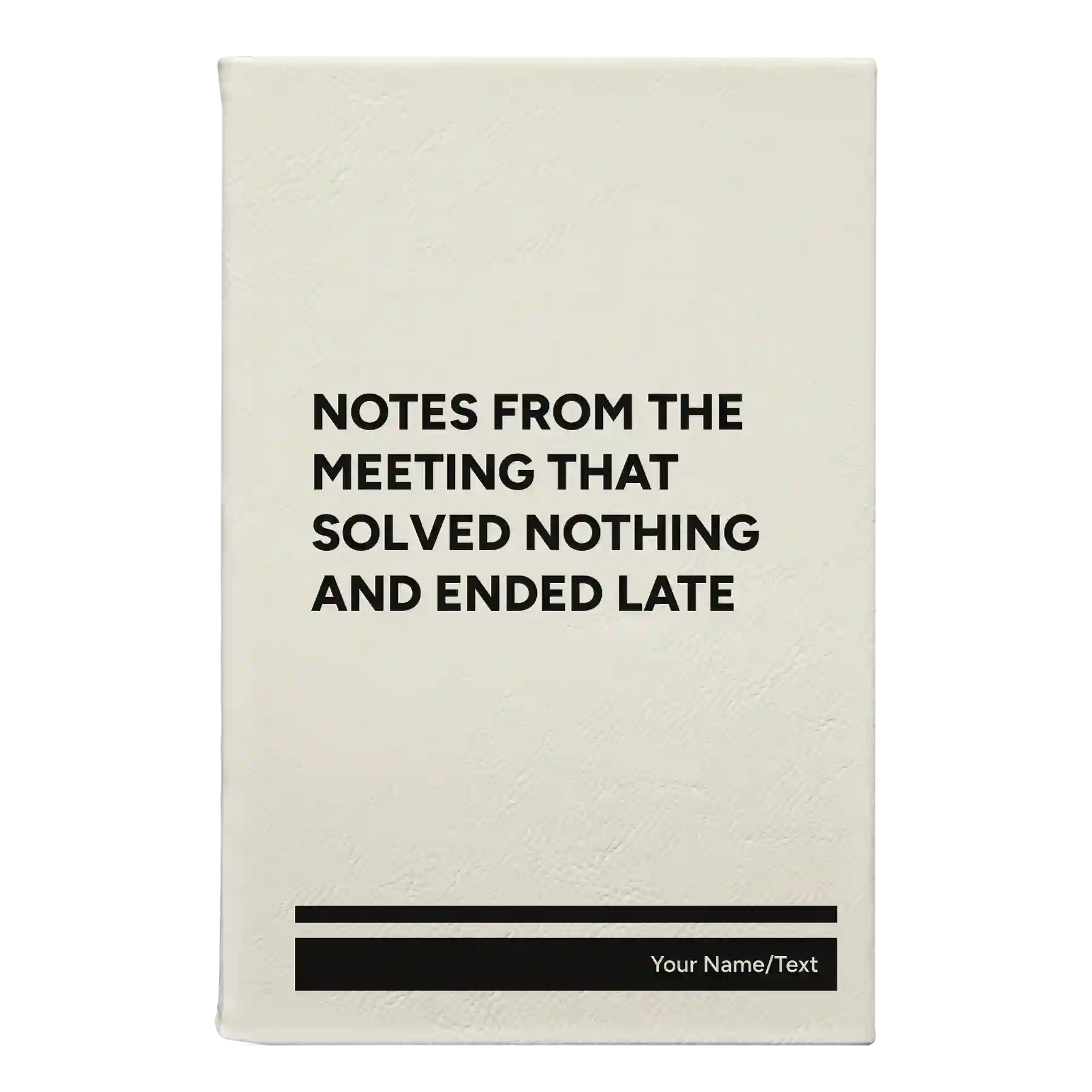 Small white leatherette sketch book laser etched with 'Solved Nothing' design