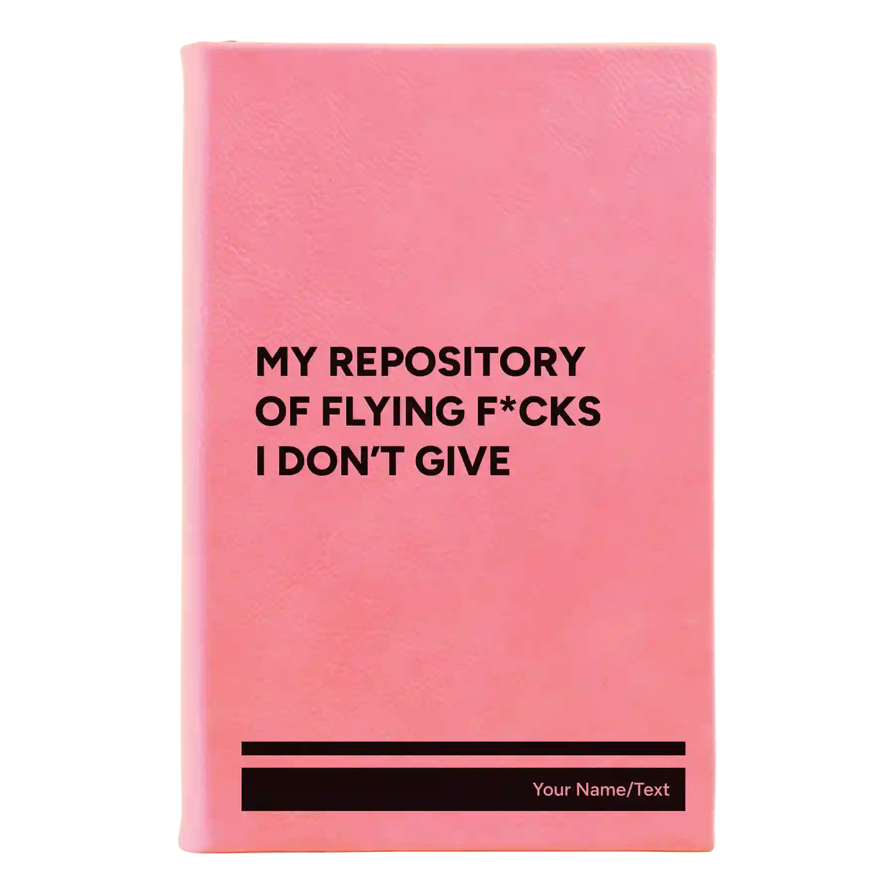 Small pink leatherette journal laser etched with 'Flying Fcks' design