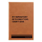 Small rawhide leatherette journal laser etched with 'Flying Fcks' design