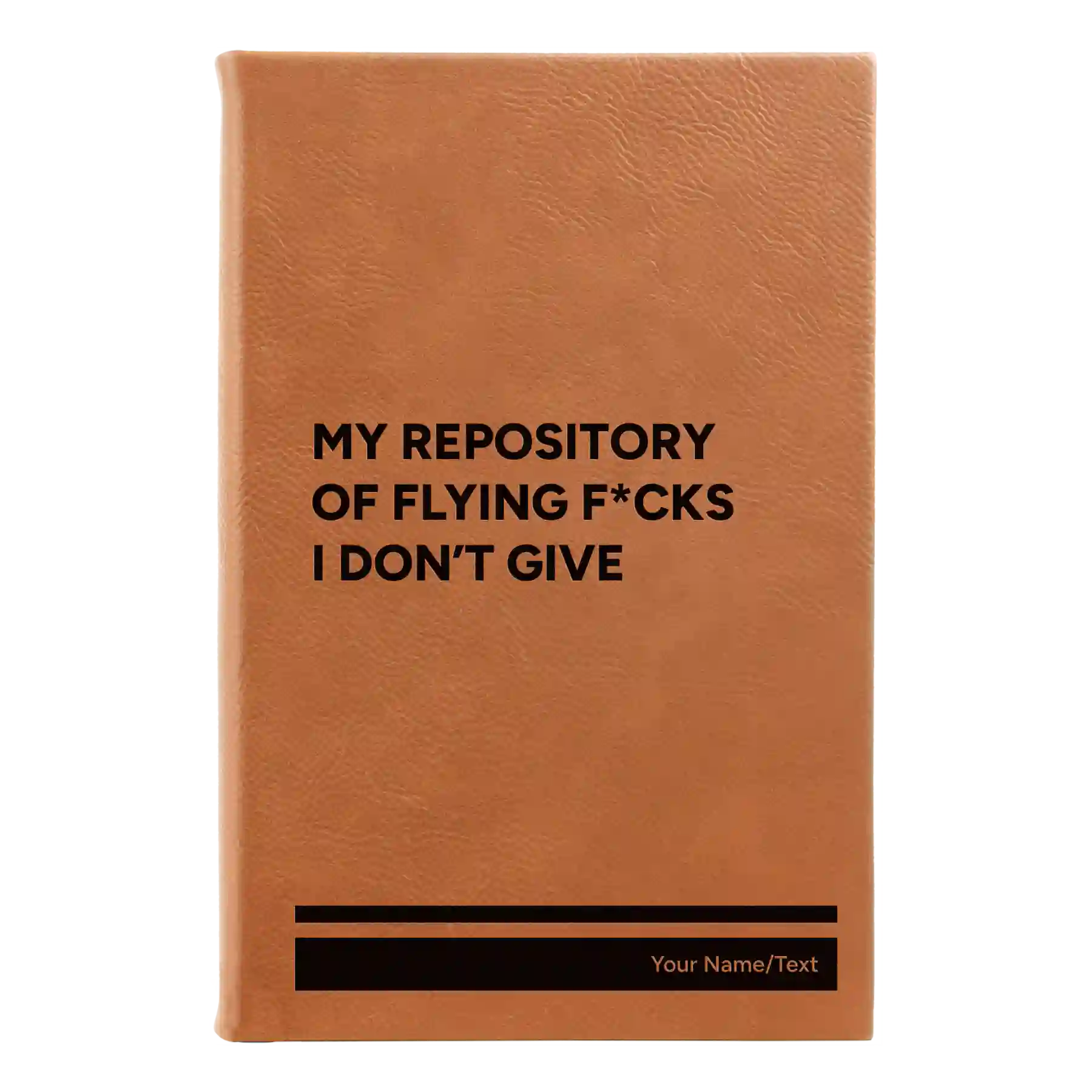 Small rawhide leatherette journal laser etched with 'Flying Fcks' design