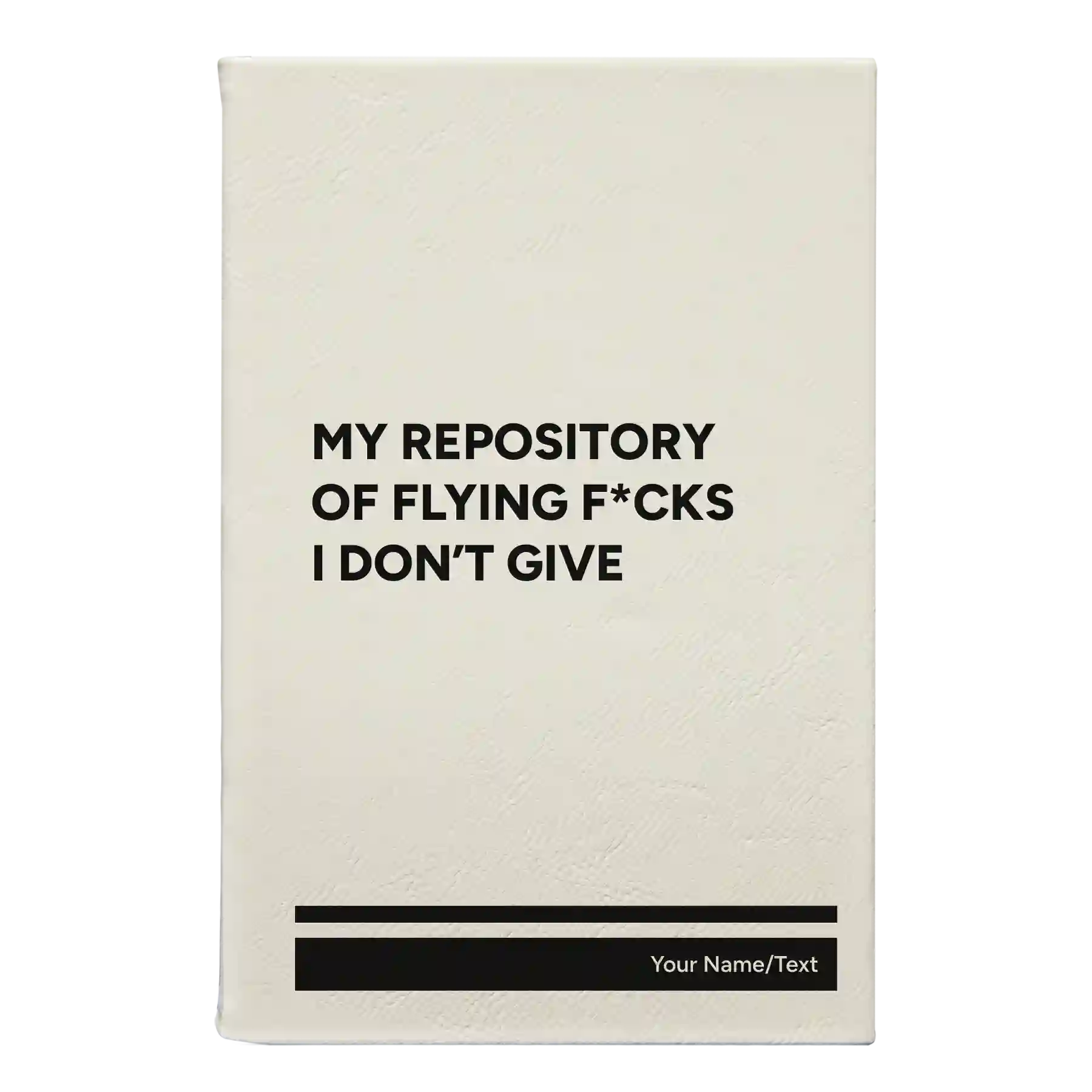 Small white leatherette sketch book laser etched with 'Flying Fcks' design
