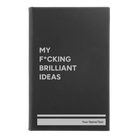 Small black/silver leatherette journal laser etched with 'Fcking Brilliant Ideas' design