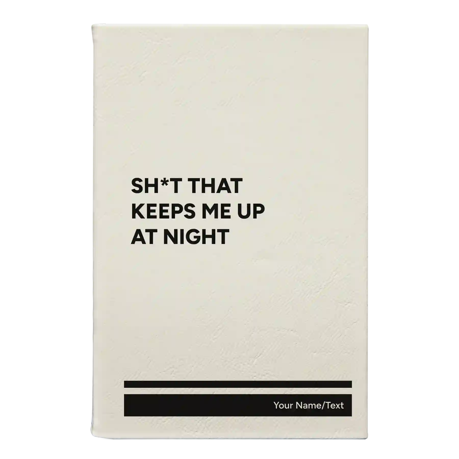 Small white leatherette sketch book laser etched with 'Up At Night' design