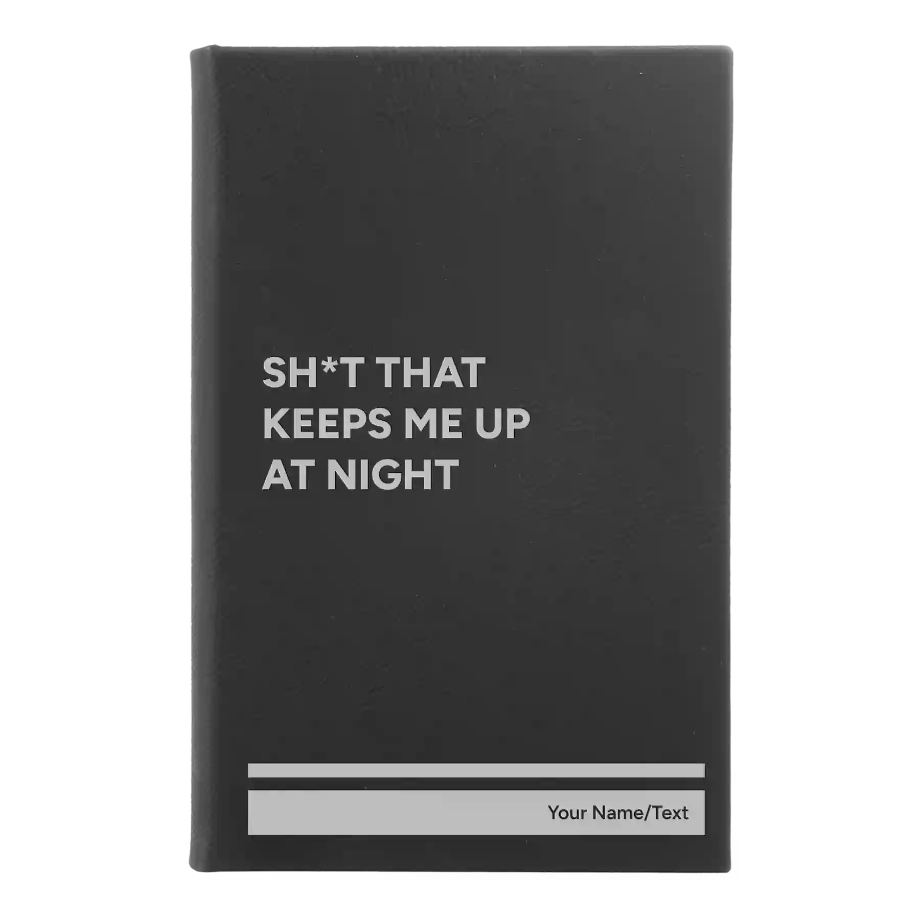 Small black/silver leatherette journal laser etched with 'Up At Night' design