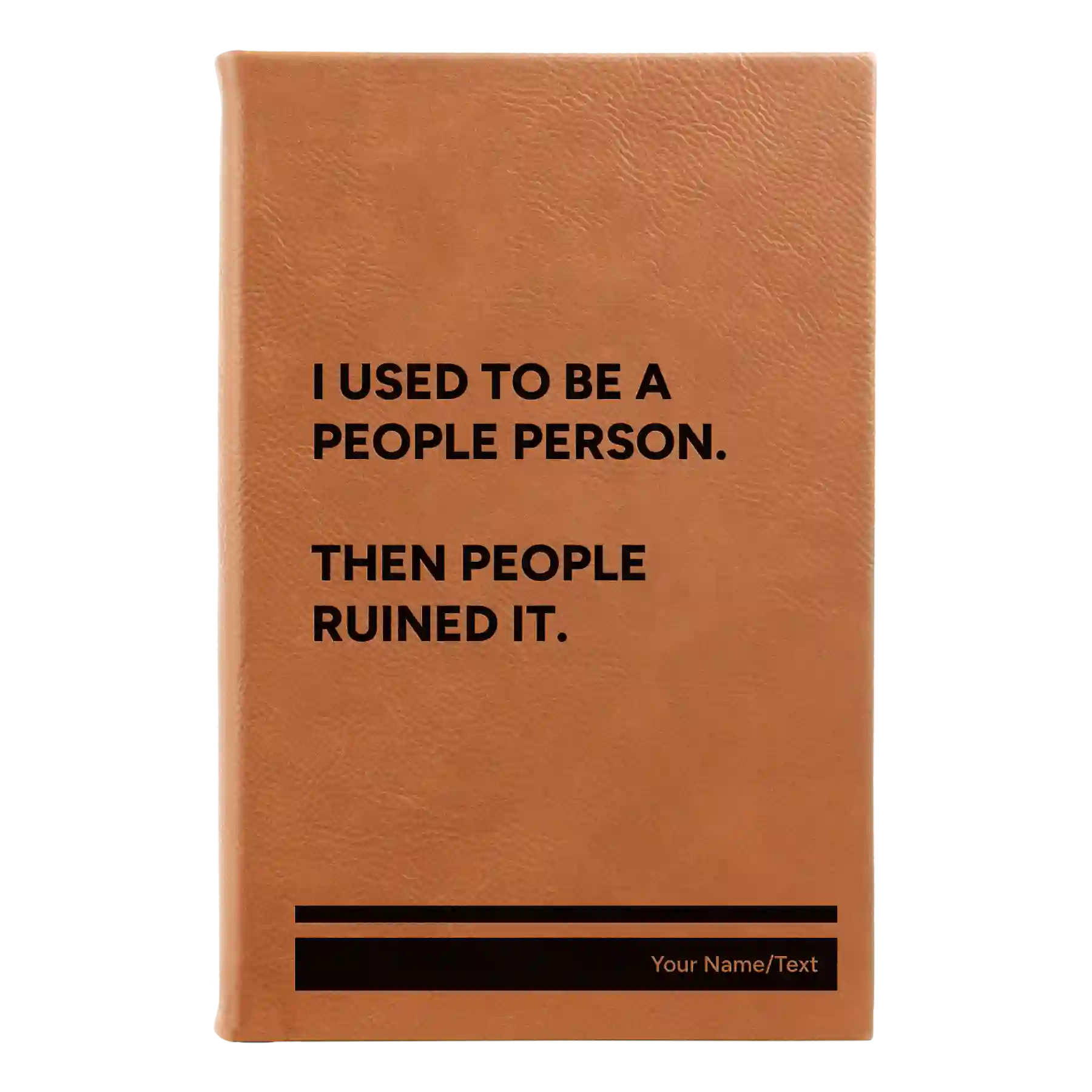 Small rawhide leatherette journal laser etched with 'People Person' design
