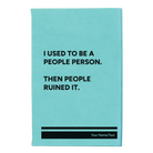 Small teal leatherette sketch book laser etched with 'People Person' design